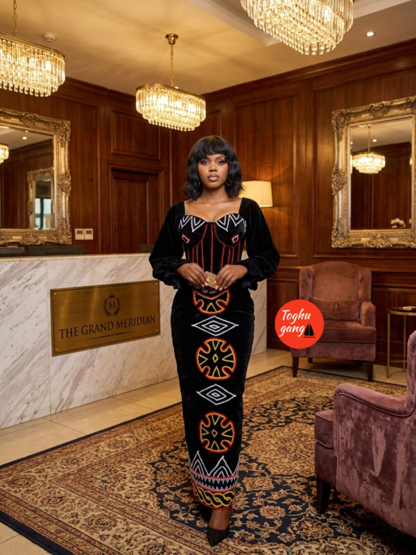 Elegant Toghu Corset Dress – Luxury Velvet African Traditional Gown - Image 2