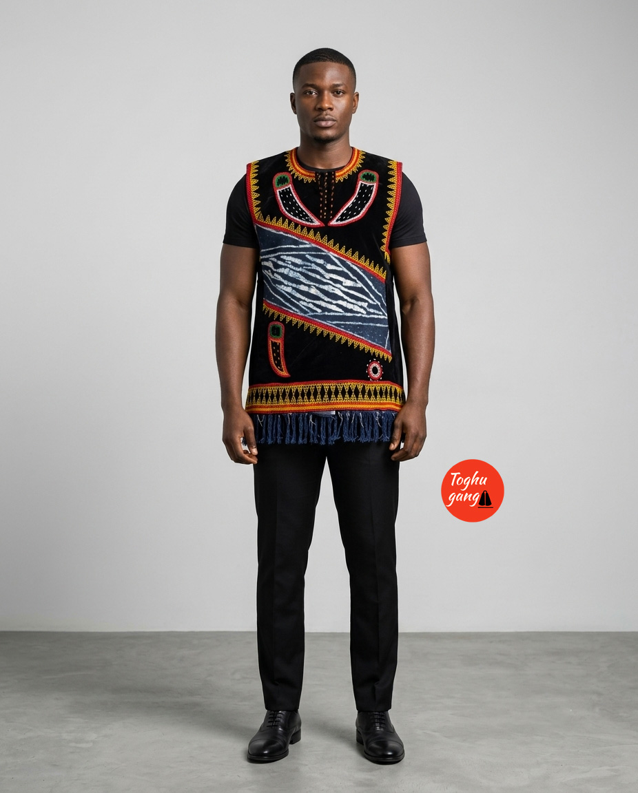 Premium Men’s Toghu and Ndop Danchiki Vest | Authentic Cameroonian Cultural Luxury Wear - Image 1