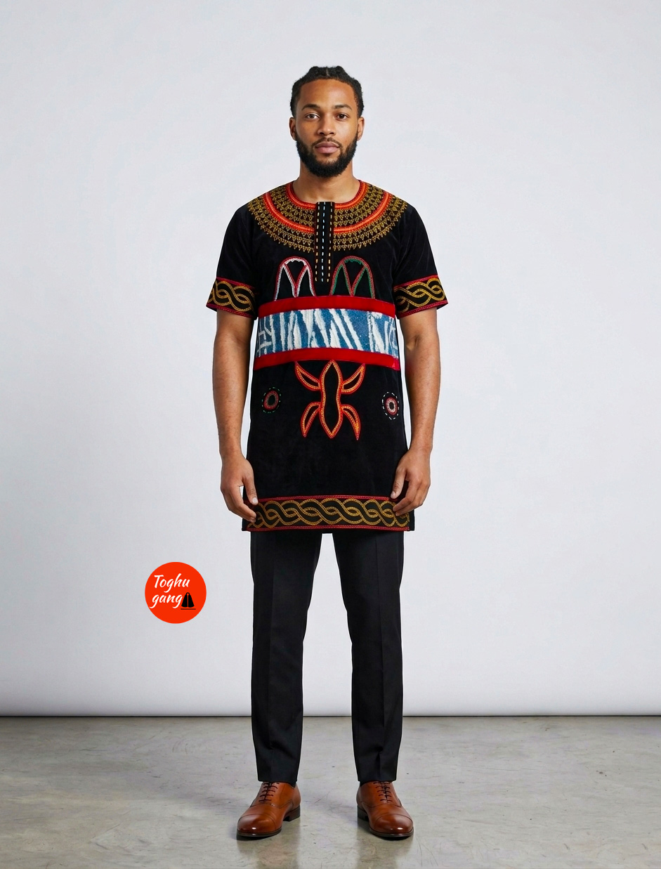 Luxury Toghu and Ndop Mixed African Heritage Top - Image 1
