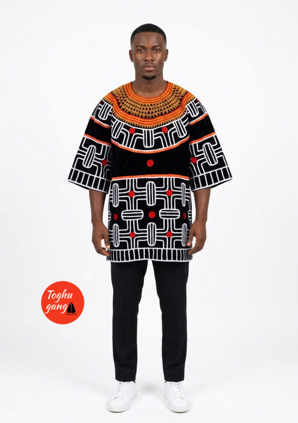 Men's Toghu Embroidered Danchiki Top – Traditional African Velvet Heritage Top